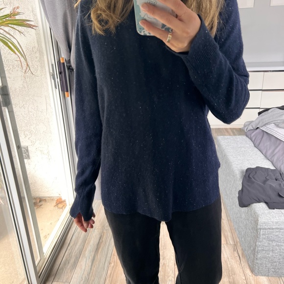 Halogen blue speckled cashmere sweater - Picture 3 of 4